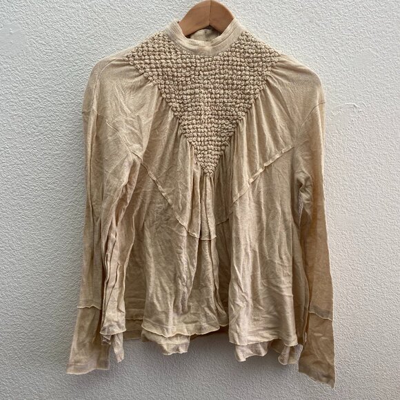 Free People New Romantics Poets Shirt Soft Flowy Side Slits Small Boho Hippie S - Picture 1 of 5
